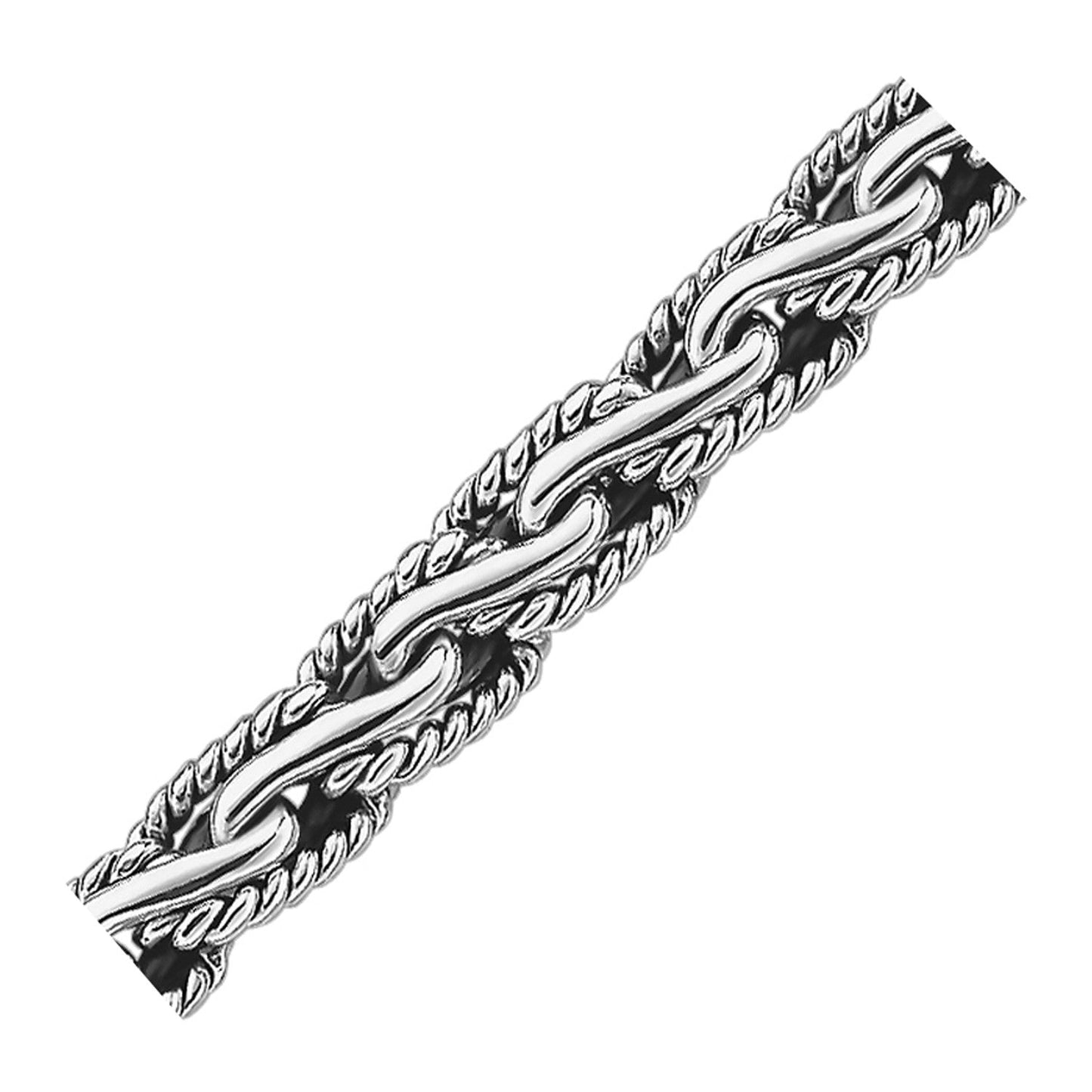 Oxidized Sterling Silver Men's Chain Bracelet - Cable Motif