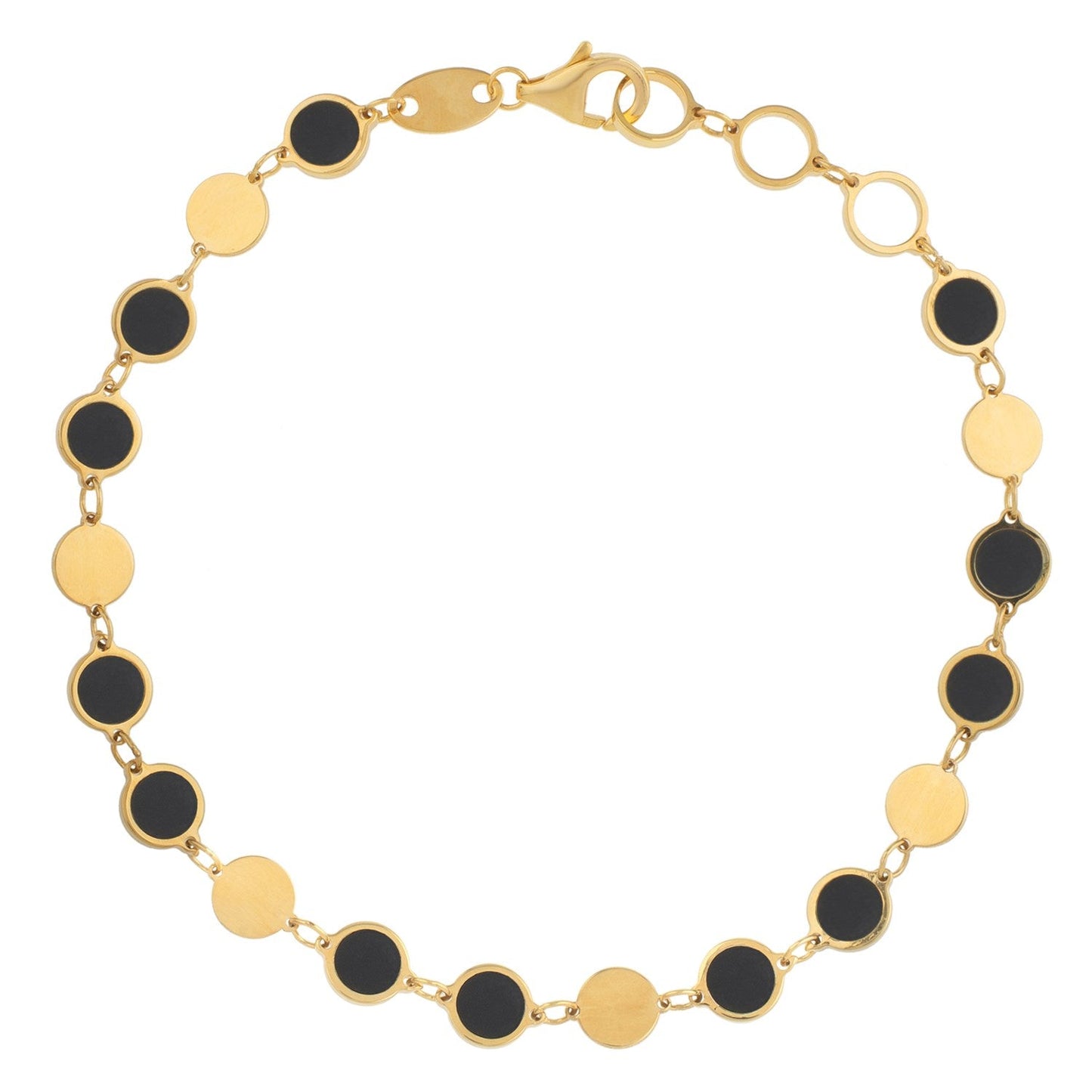 Pulsera de Cadena Geométrica de Ónix en Oro Amarillo de 14k