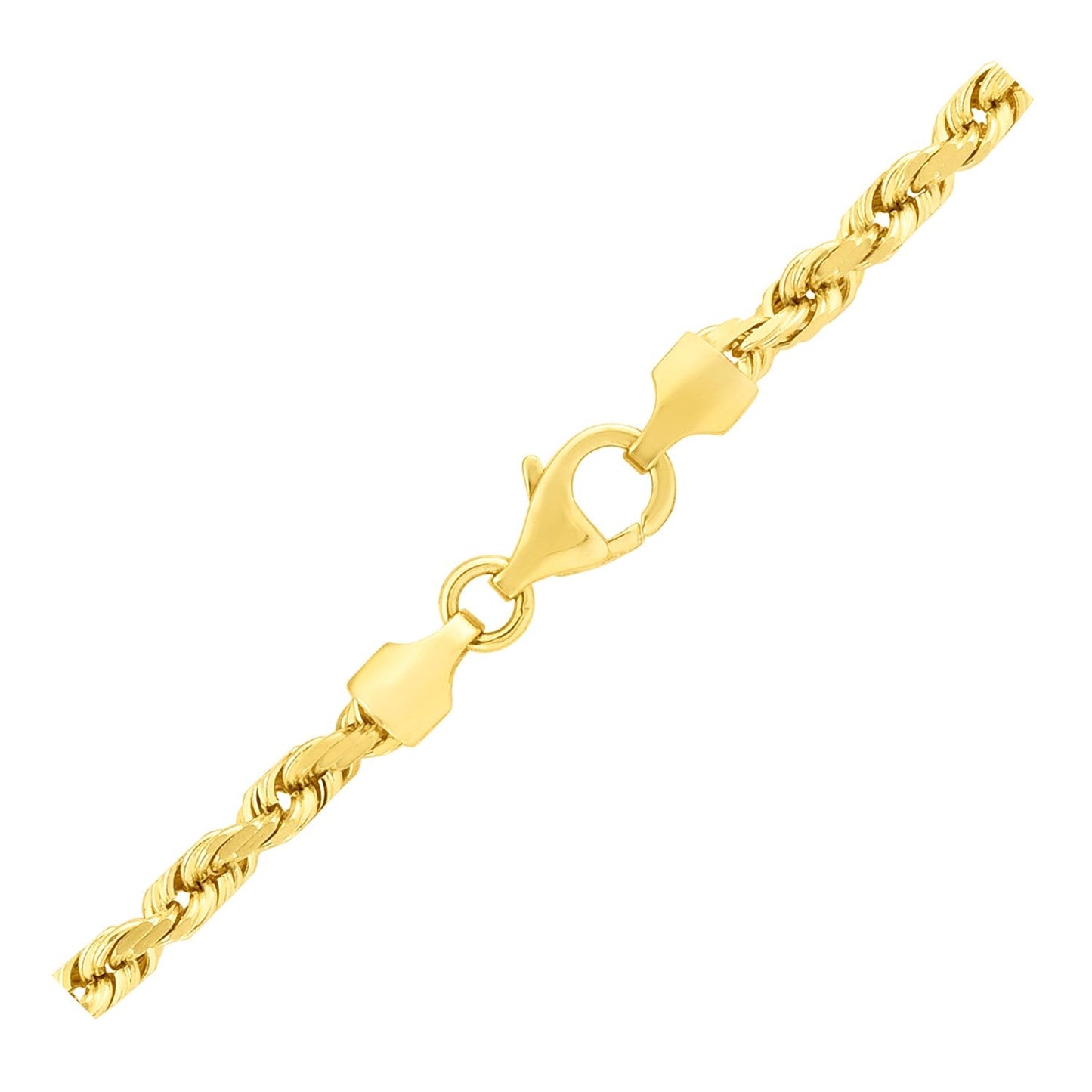 14k Yellow Gold Solid Diamond Cut Rope Bracelet - 4.0mm