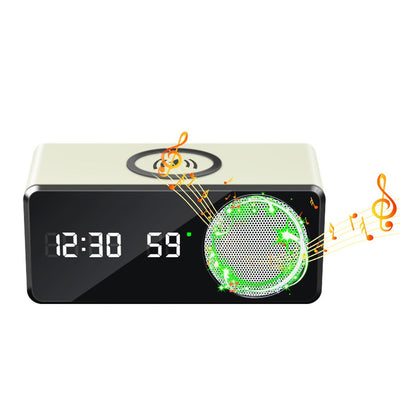 Haut-parleur Bluetooth avec chargement sans fil, horloge et thermomètre