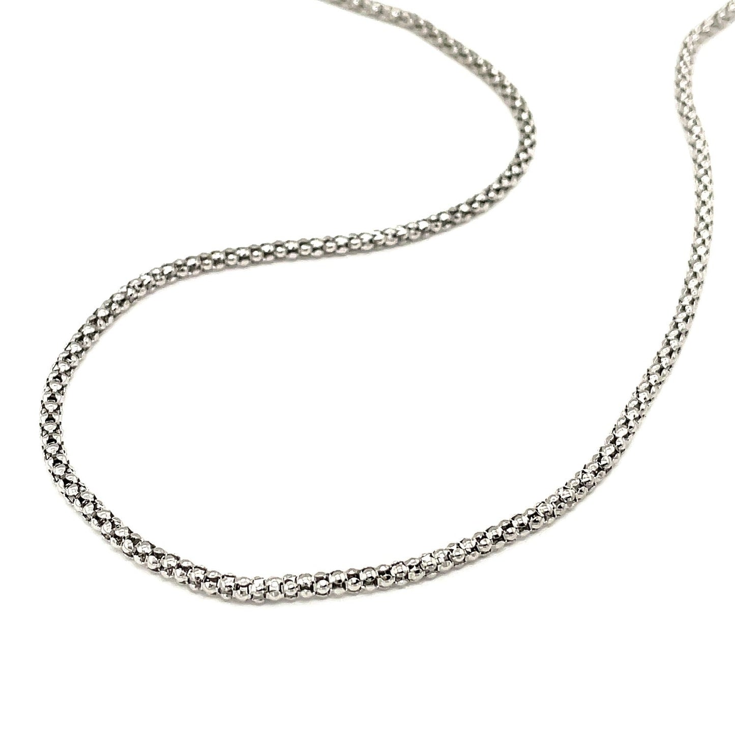 Chaîne en argent sterling 2,5 mm plaquée rhodium style popcorn