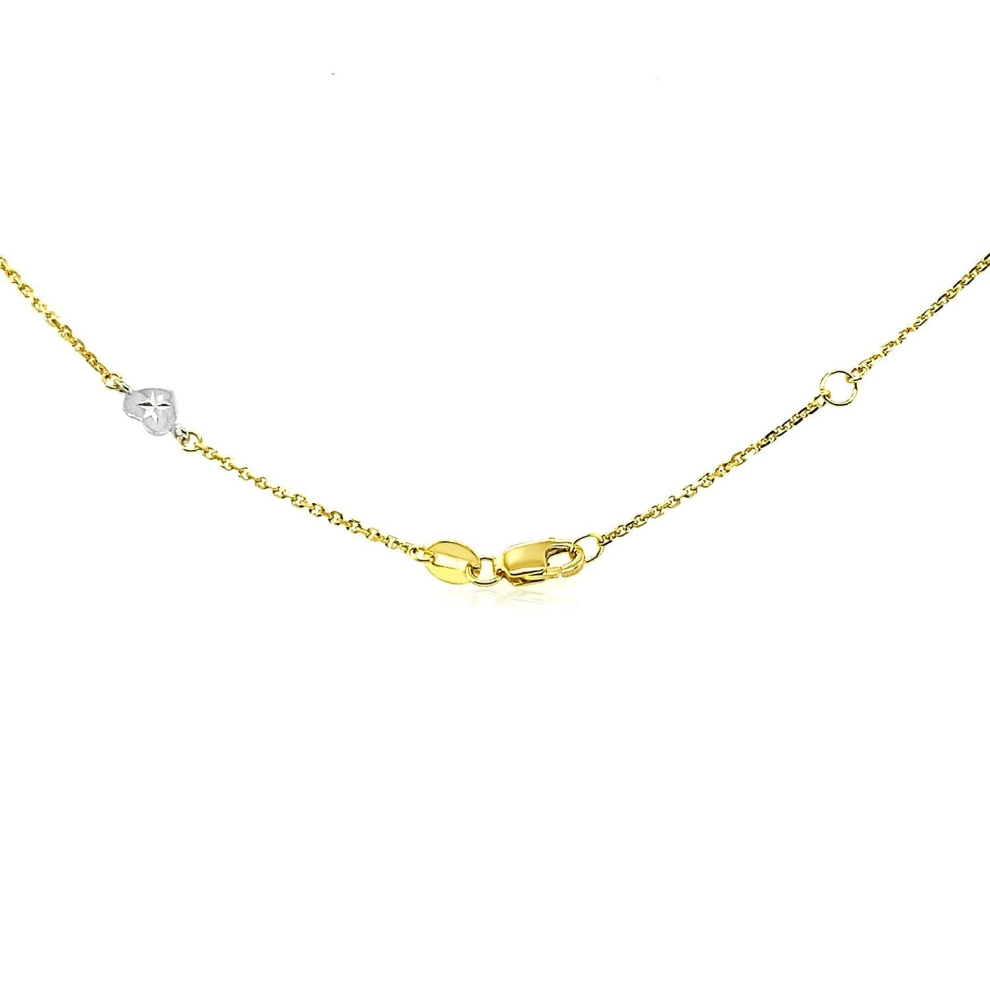 Tobillera de Oro de Dos Tonos de 14k con Estaciones en Forma de Corazón