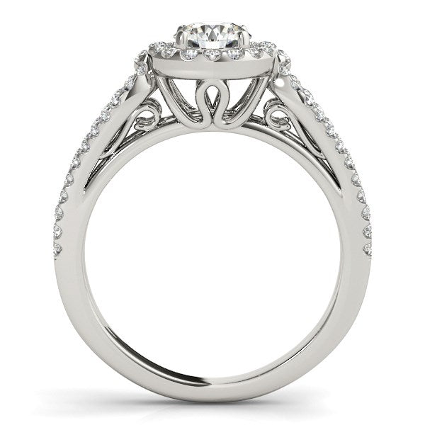 14k White Gold Teardrop Split Shank Diamond Engagement Ring