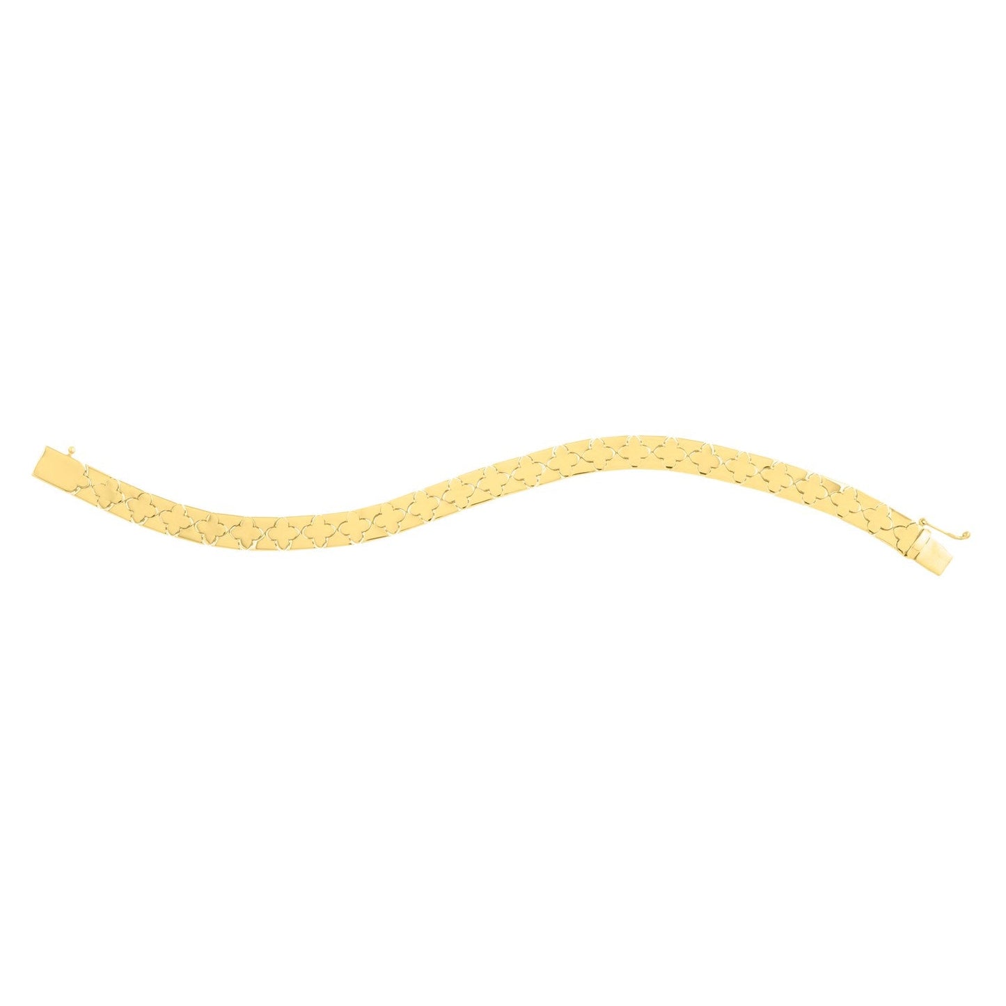 14k Yellow Gold Clover Bracelet - 7 Inch Luxury