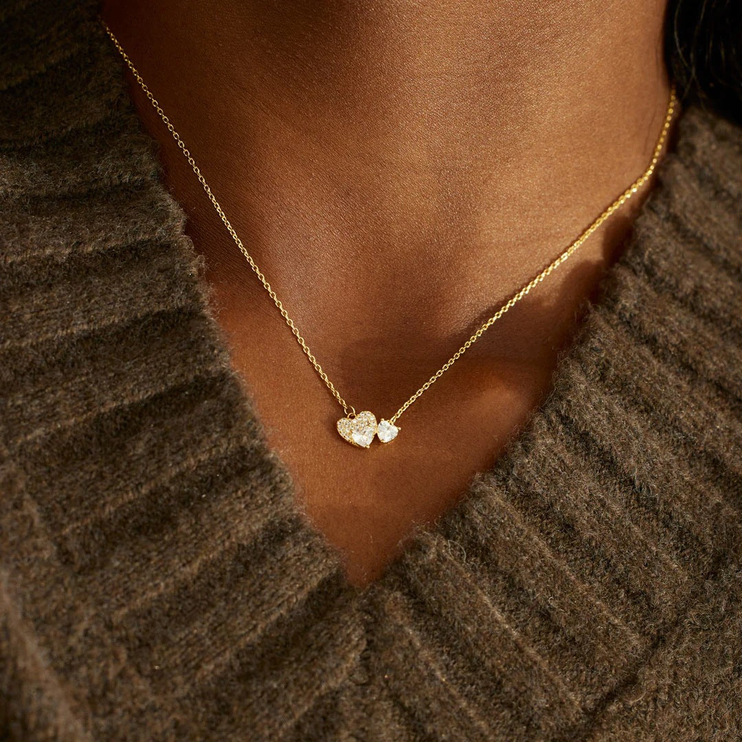 18K Gold-Plated Sterling Silver Zircon Heart Necklace