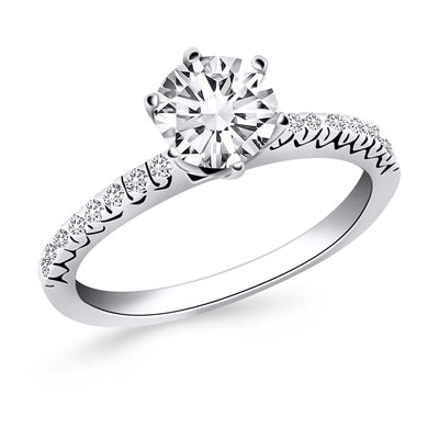 14k White Gold Engagement Ring with Diamond Accents