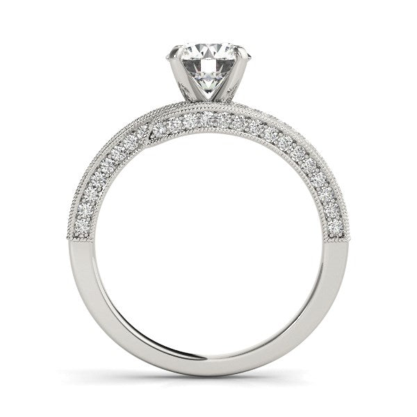 14k White Gold Round Diamond Bypass Engagement Ring