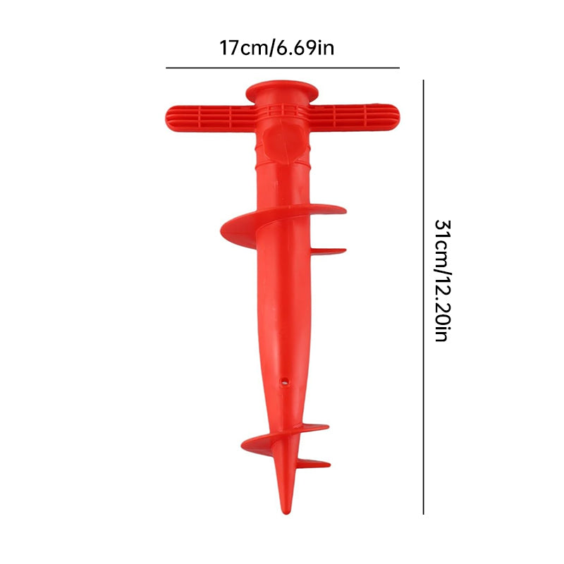 Plastic Adjustable Umbrella Base, Sun, Beach, Terrace, Sand, Ground Fixing Tools (Anchor Bracket, Spiral Tool, Tip Part), 1 Pc - Korvel