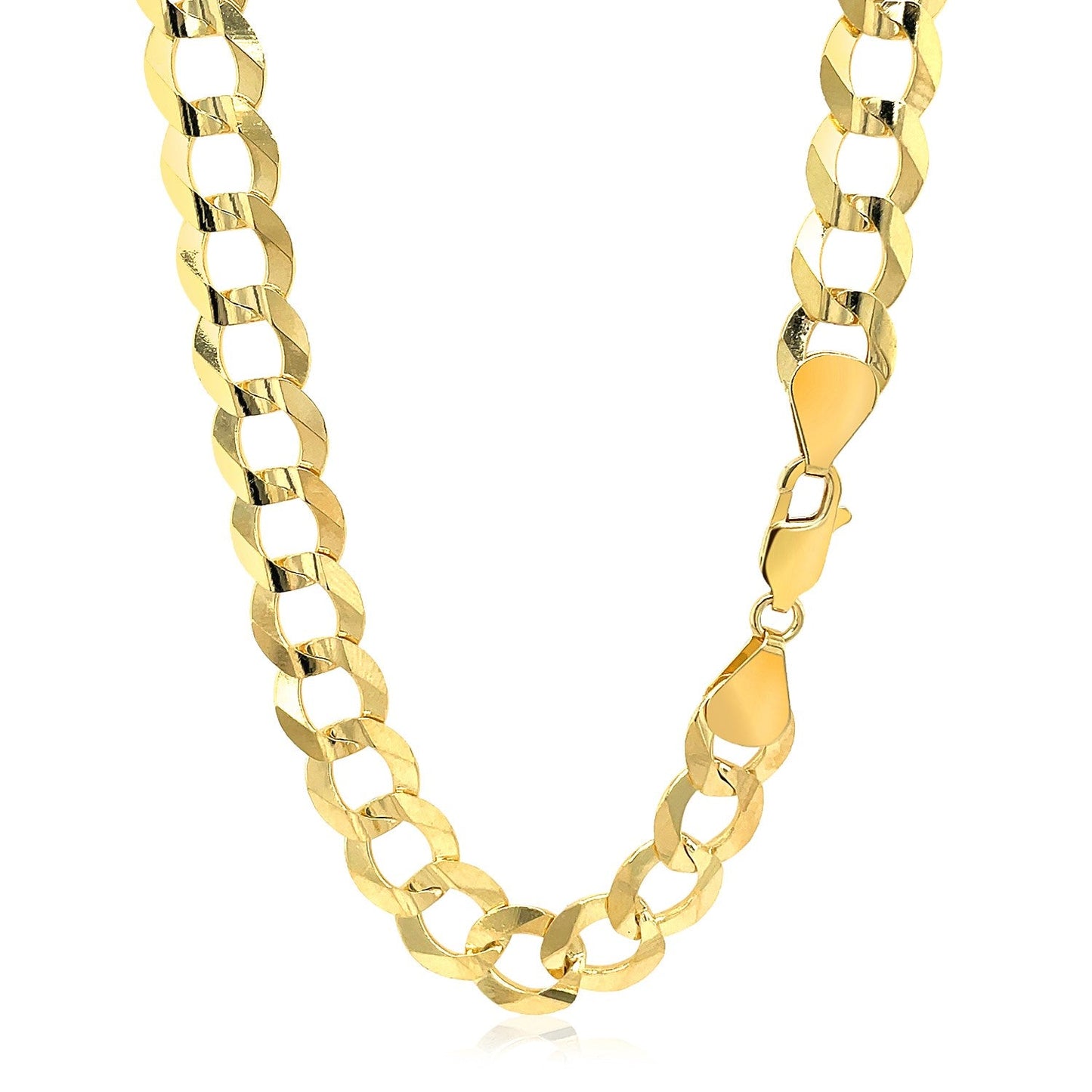Chaîne Curb en Or Jaune 14k Solide 10,0 mm