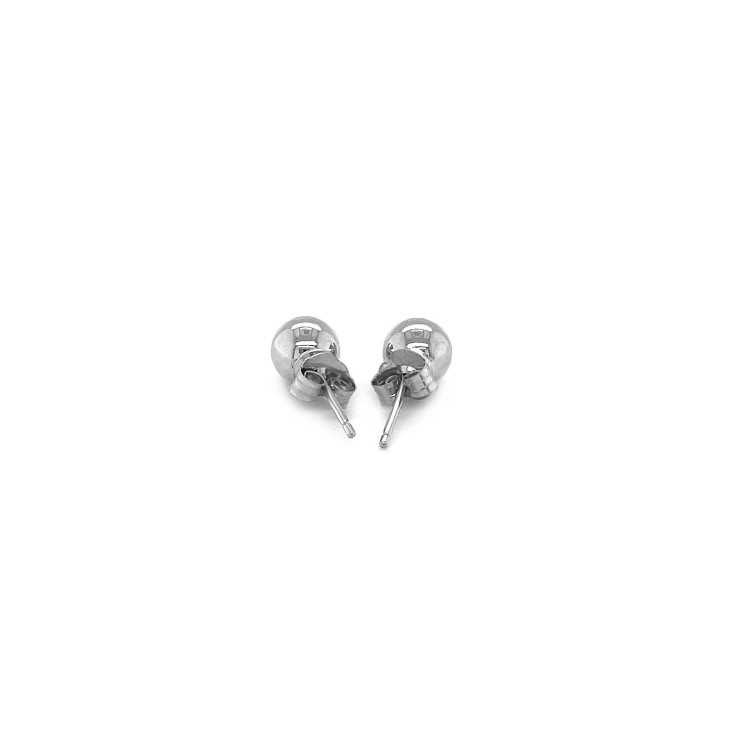 Boucles d'oreilles classiques rondes en or blanc 14 carats - 5,0 mm