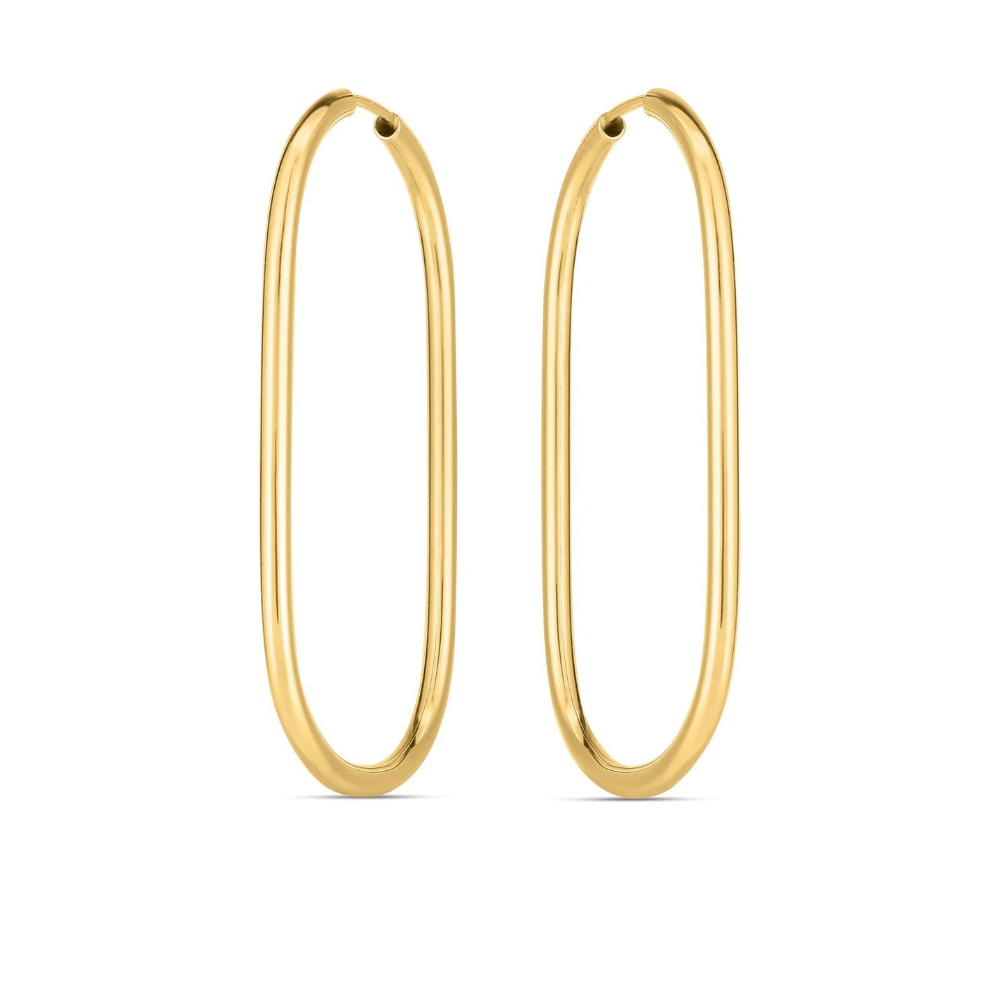 Pendientes de aro grandes de papel clip sin fin de oro amarillo de 14k