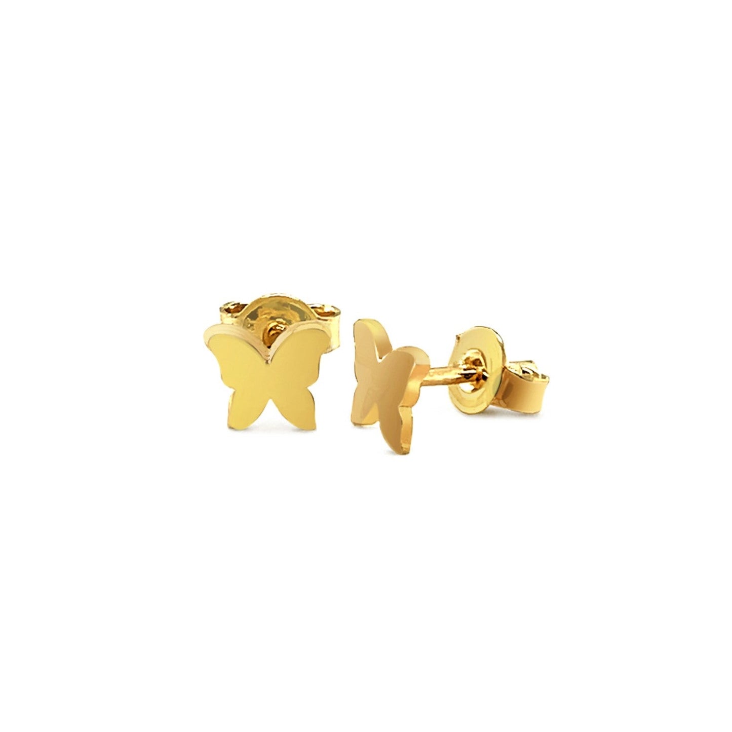 Boucles d'oreilles en or jaune 14 carats poli en forme de papillon