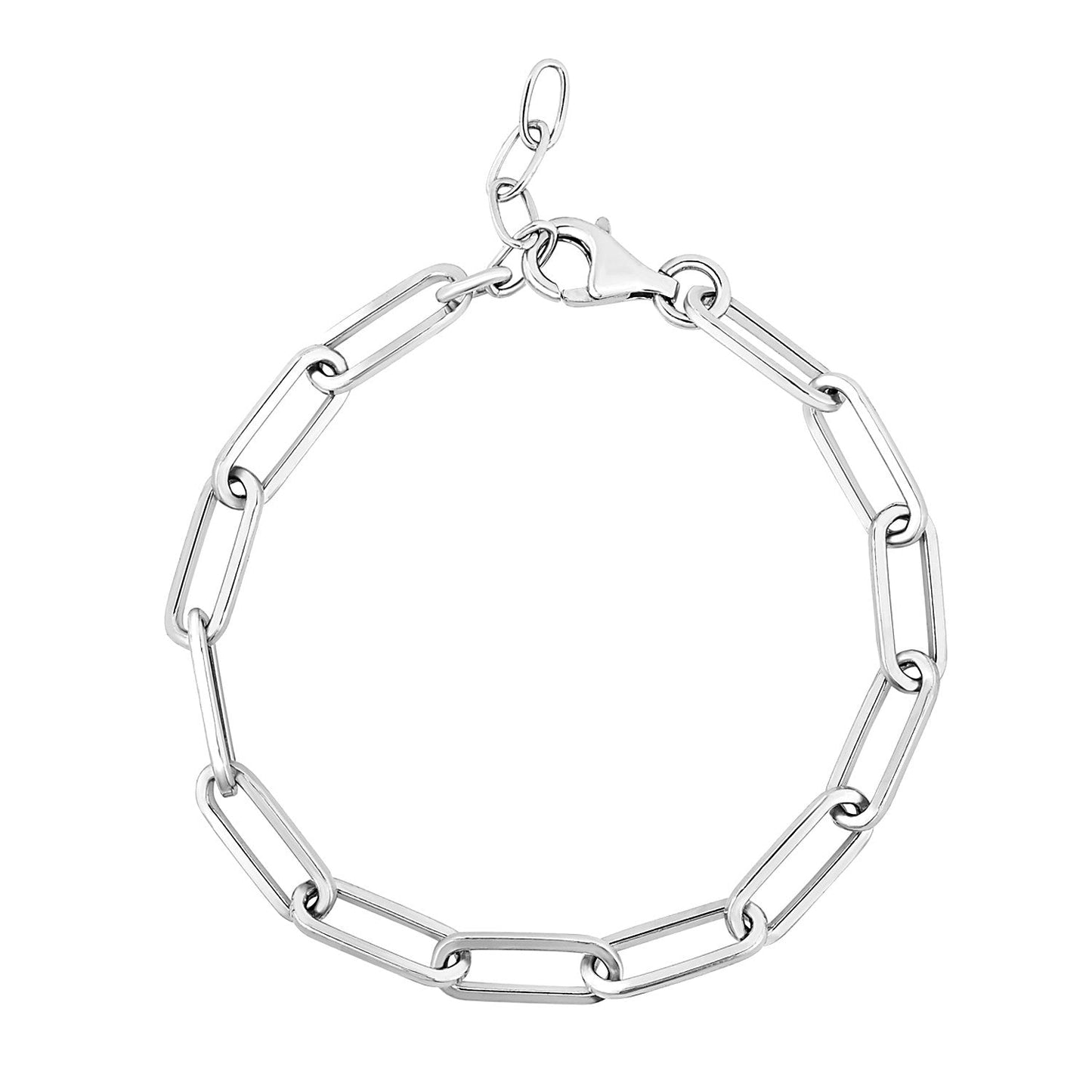 Pulsera de Cadena de Papel Ancha de Plata Esterlina