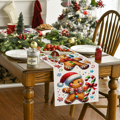 New Gingerbread Man Table Flag Christmas Party Decoration Tablecloth Mat Living Room Dining Room Tablecloth Printed Tea Table Fabric - Korvel