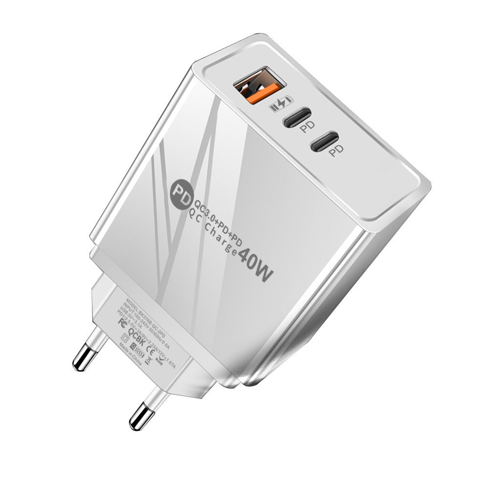 USB+2PD Type-C mobile phone charger LED with light travel charging head - Korvel