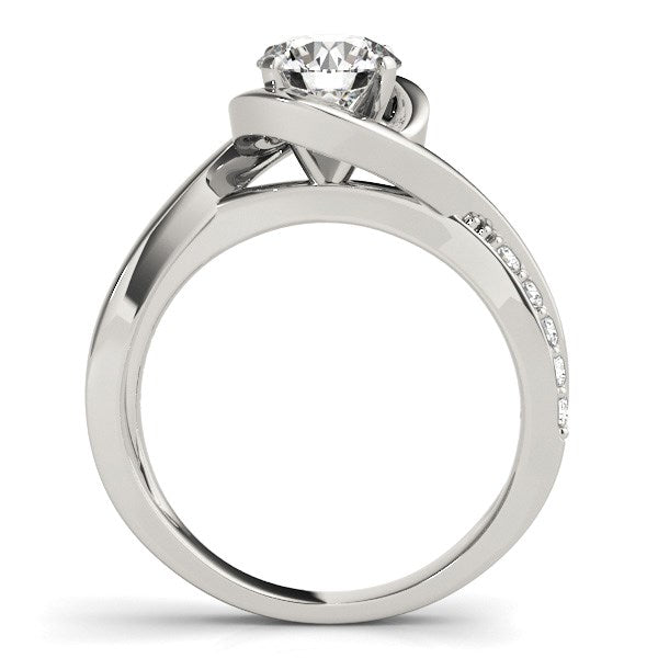 14k White Gold Split Band Bypass Diamond Engagement Ring