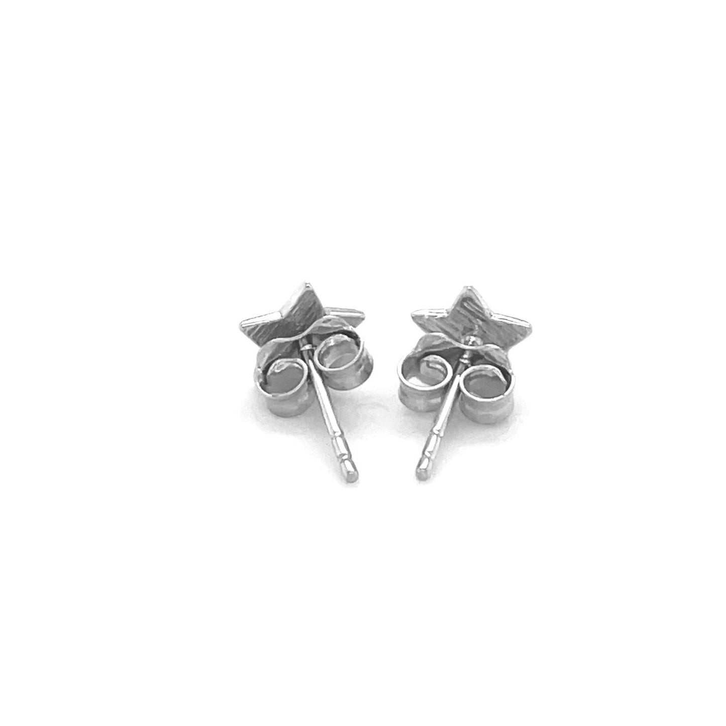 14k White Gold Star Post Earrings