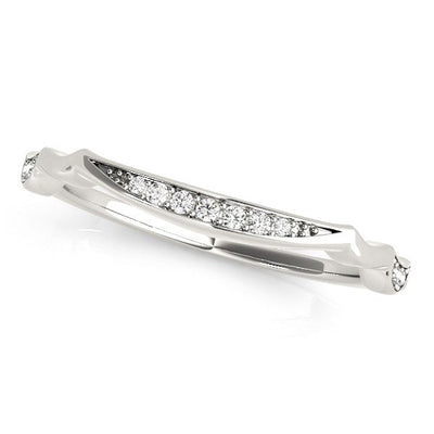 14k White Gold Unique Graduated Style Diamond Wedding Band