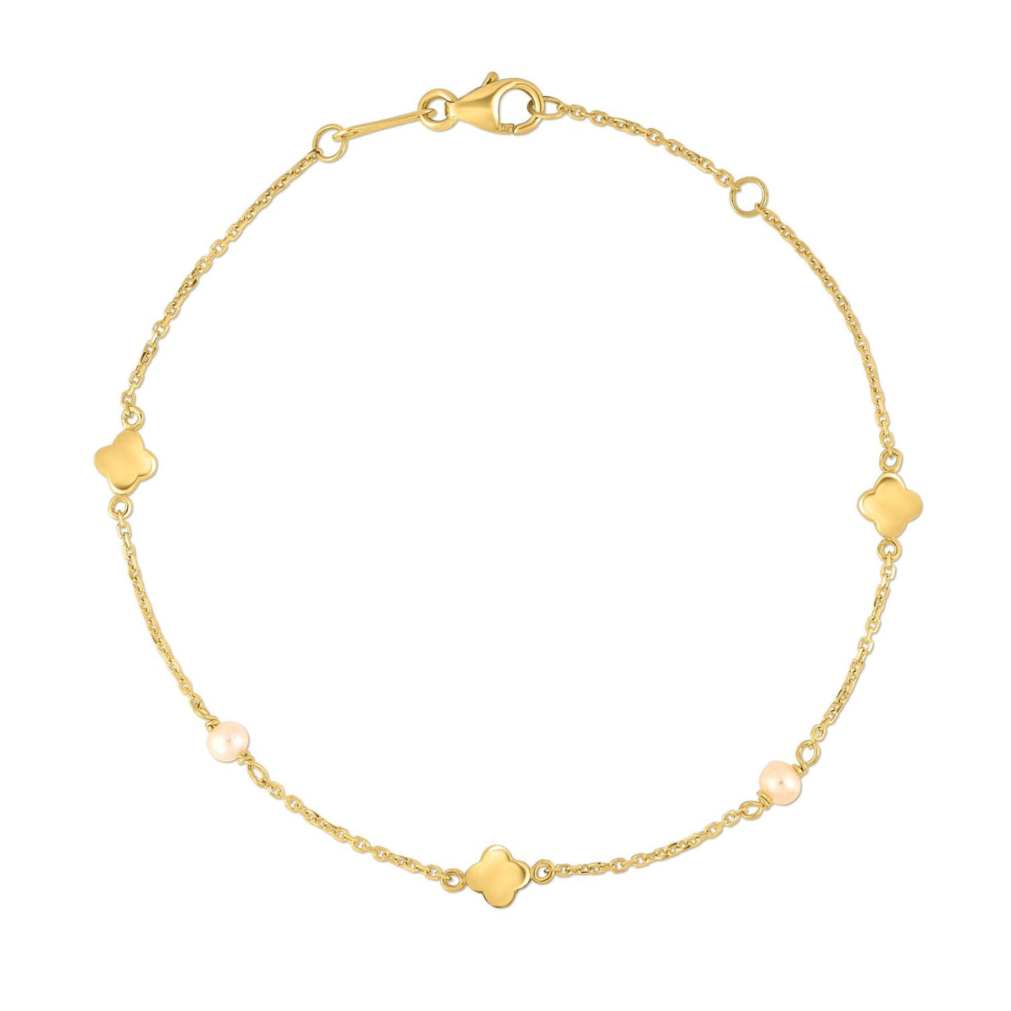 Bracelet en trèfle en perles en or jaune 14k