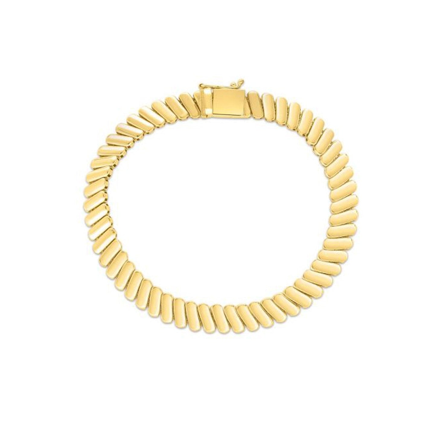 Bracelet en or jaune 14 carats à maillons en relief - Design élégant