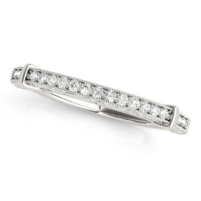 14k White Gold Bead Border Modern Wedding Band