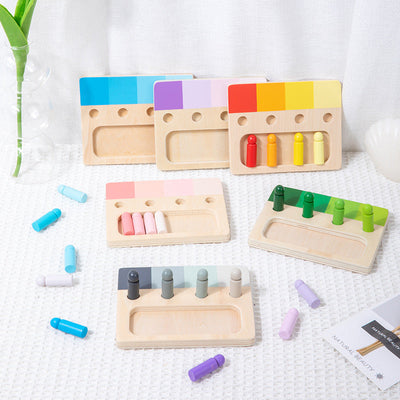 Colorful sensory integration wooden insert board, hands-on and brainpower color discrimination teaching aids, children's wooden toys - Korvel