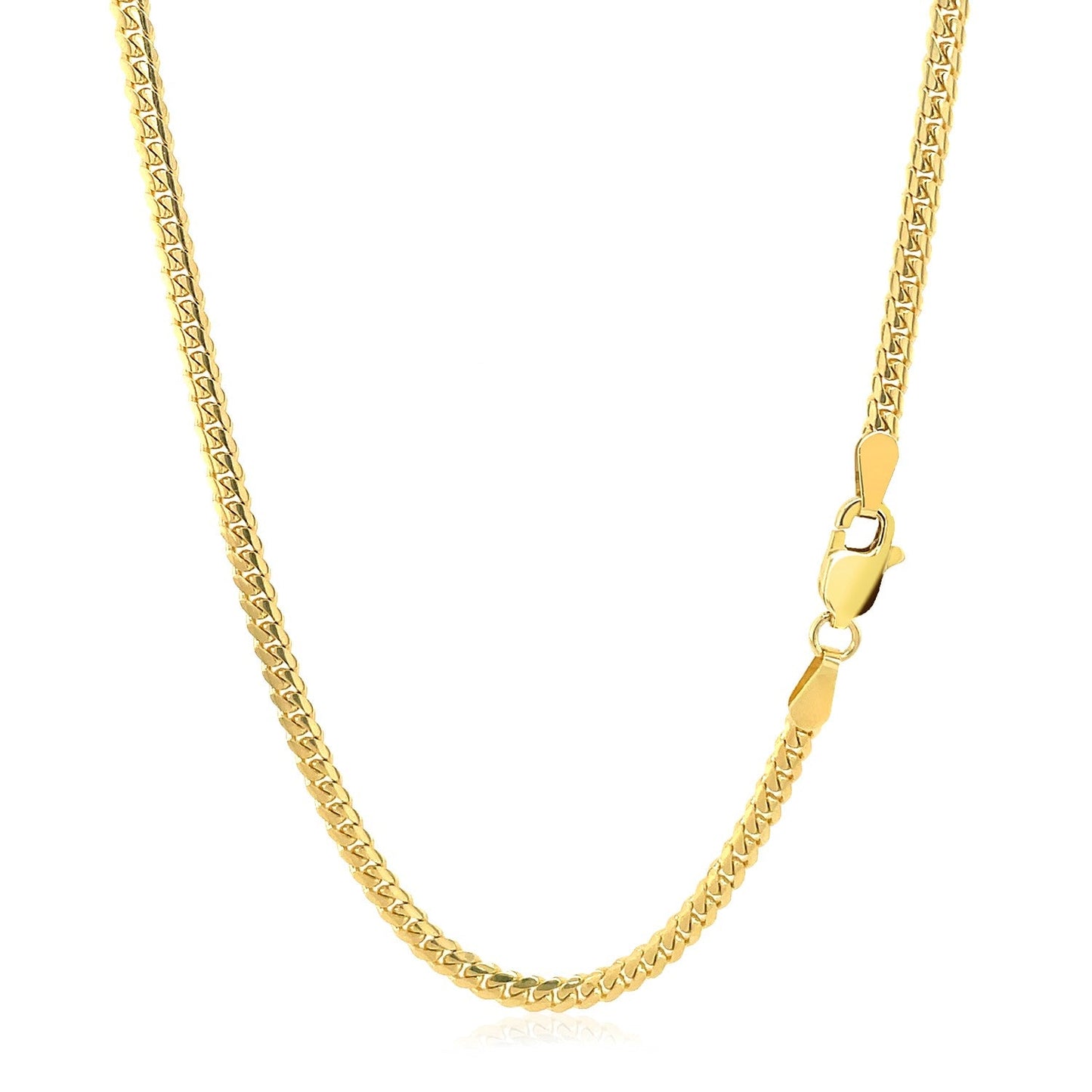 Cadena Cubana Clásica Sólida de Oro Amarillo de 14k - 2.6mm