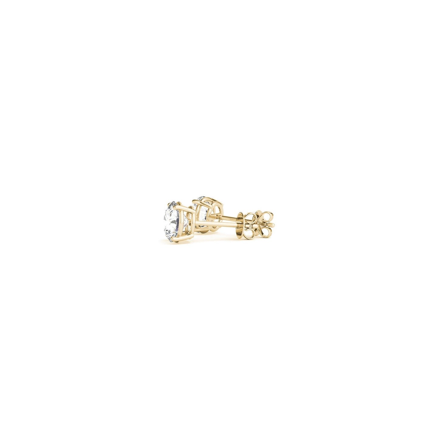 Lab Grown Round Diamond Stud Earrings in 14k Yellow Gold
