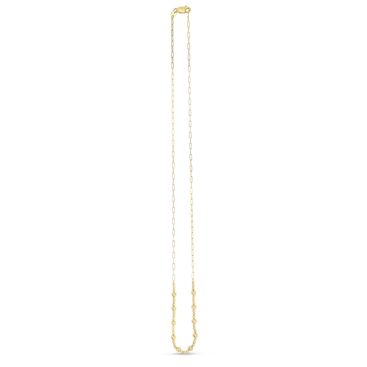 Collier en papier clip en or jaune 14 carats avec perles