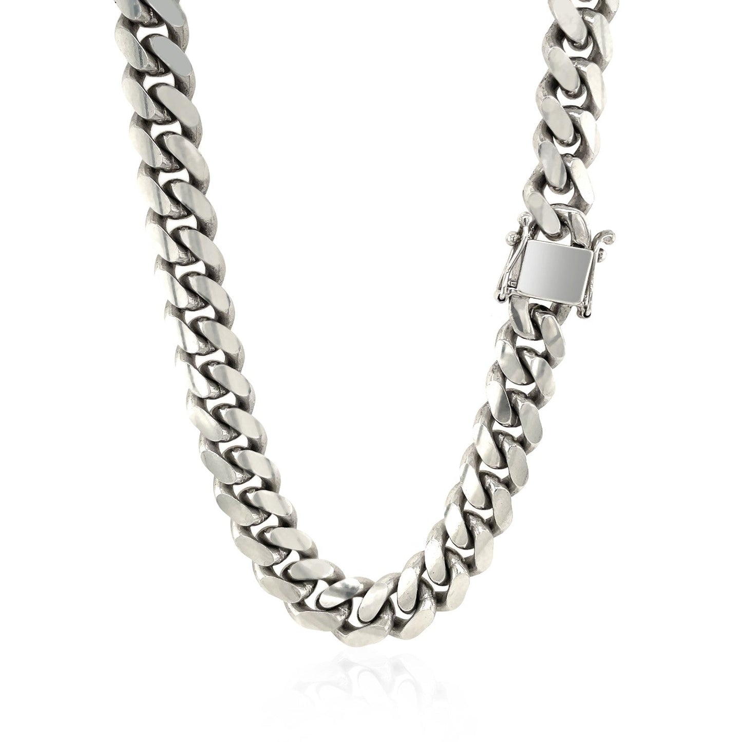Cadena Cubana de Miami de Plata Esterlina Baño de Rodio 9.8mm