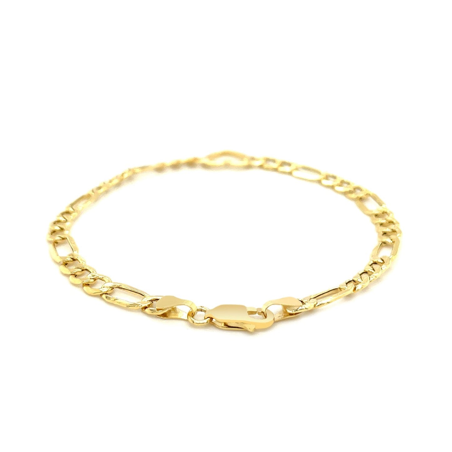 Pulsera de Cadena Figaro de Oro Amarillo de 14k con Corazón