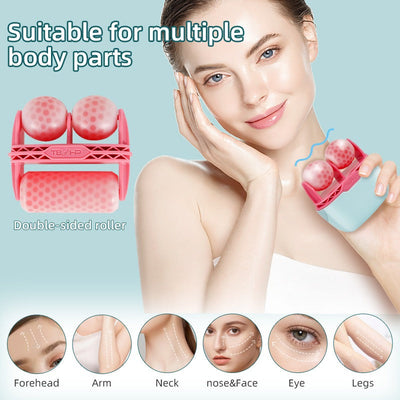 2 in 1 double head plastic ice roller ice roller facial ice skin instrument facial beauty cold compress massager - Korvel