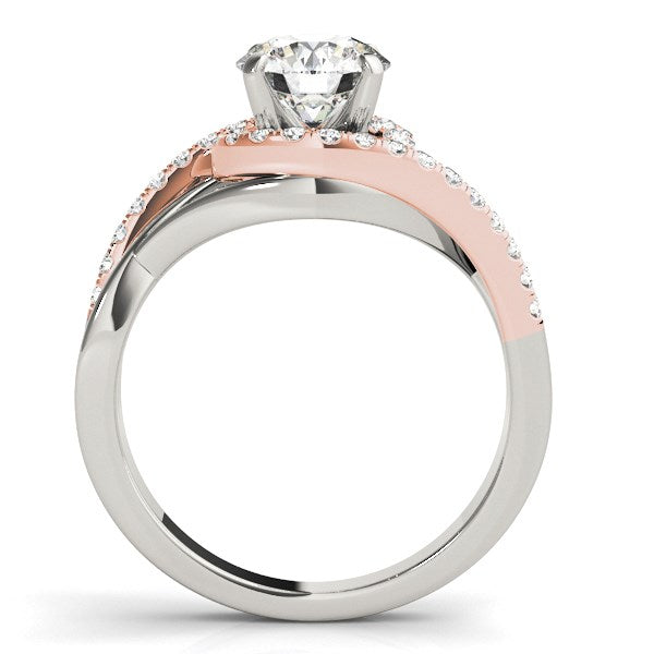 14k White and Rose Gold Bypass Diamond Engagement Ring