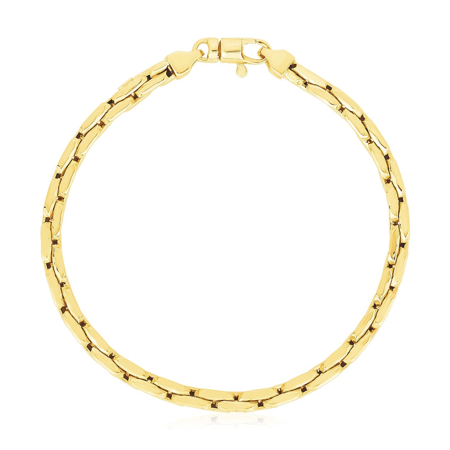 Pulsera de eslabones de cable comprimido de oro amarillo de 14k con alto pulido