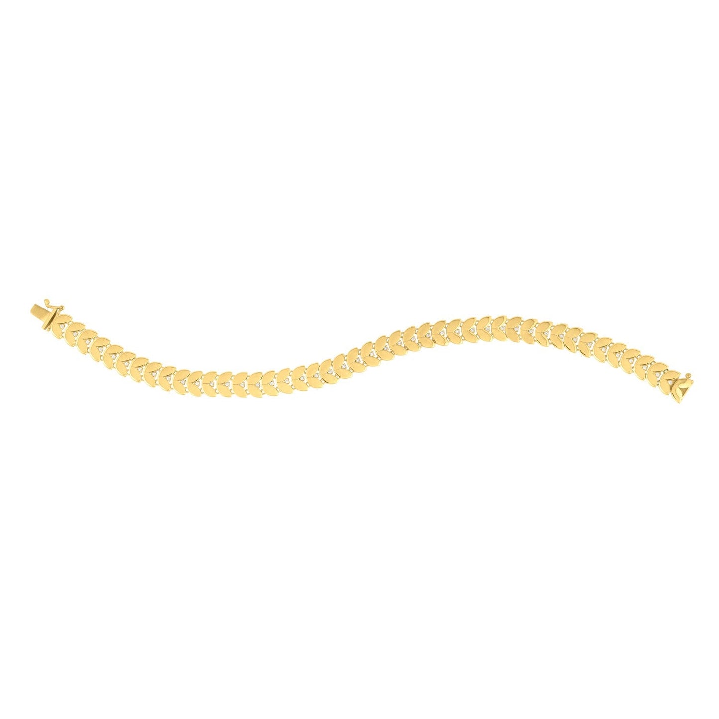 Bracelet en laiton doré 14k avec feuille de laurier et diamant