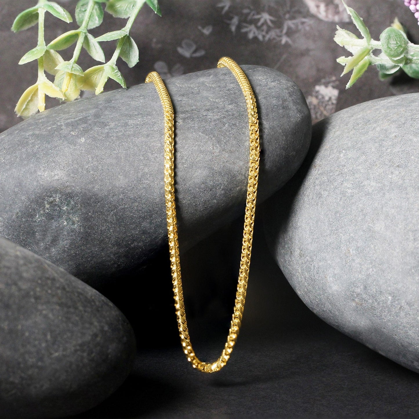 Cadena Franco Redonda de Corte Diamante de Oro Amarillo de 14k - 2.2mm