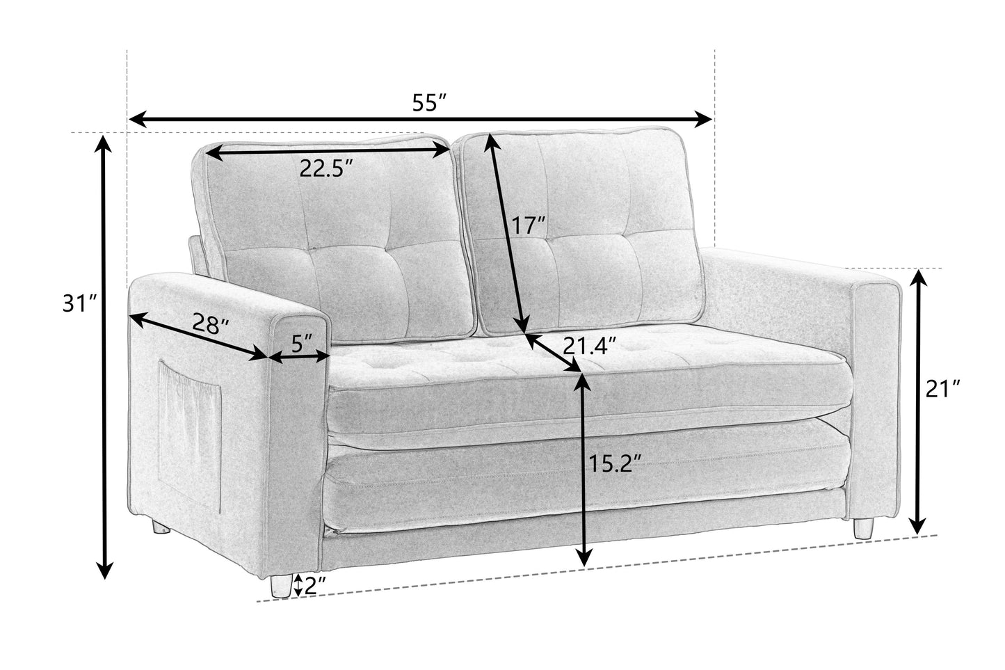 Canapé-lit futon convertible 3 plis - Gris foncé, Gris clair et Beige
