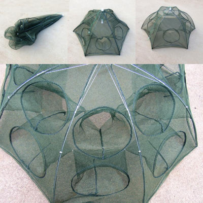 12 Holes Foldable Crab Fish Trap Cast Net Cast Folding Fishing Net - Korvel