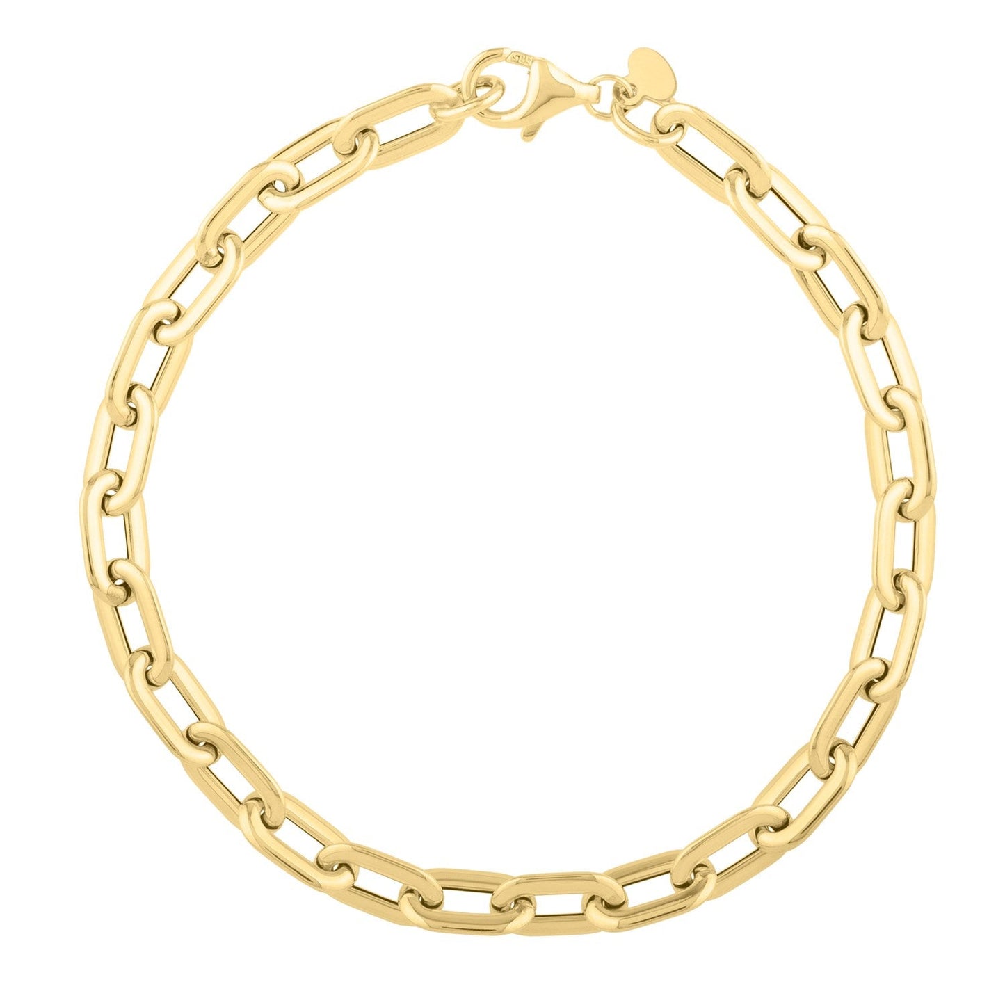 Pulsera de cadena de papel clip ovalada en oro amarillo de 14k