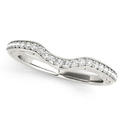 Anillo de Compromiso de Diamante Curvado de Oro Blanco de 14k