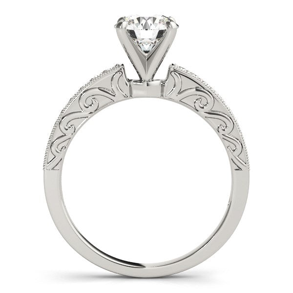 14k White Gold Antique Style Diamond Engagement Ring