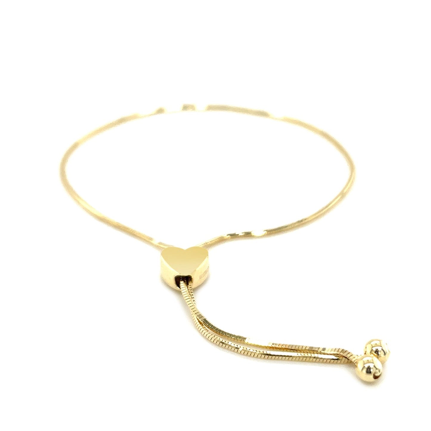 14k Yellow Gold Adjustable Lariat Heart Motif Bracelet