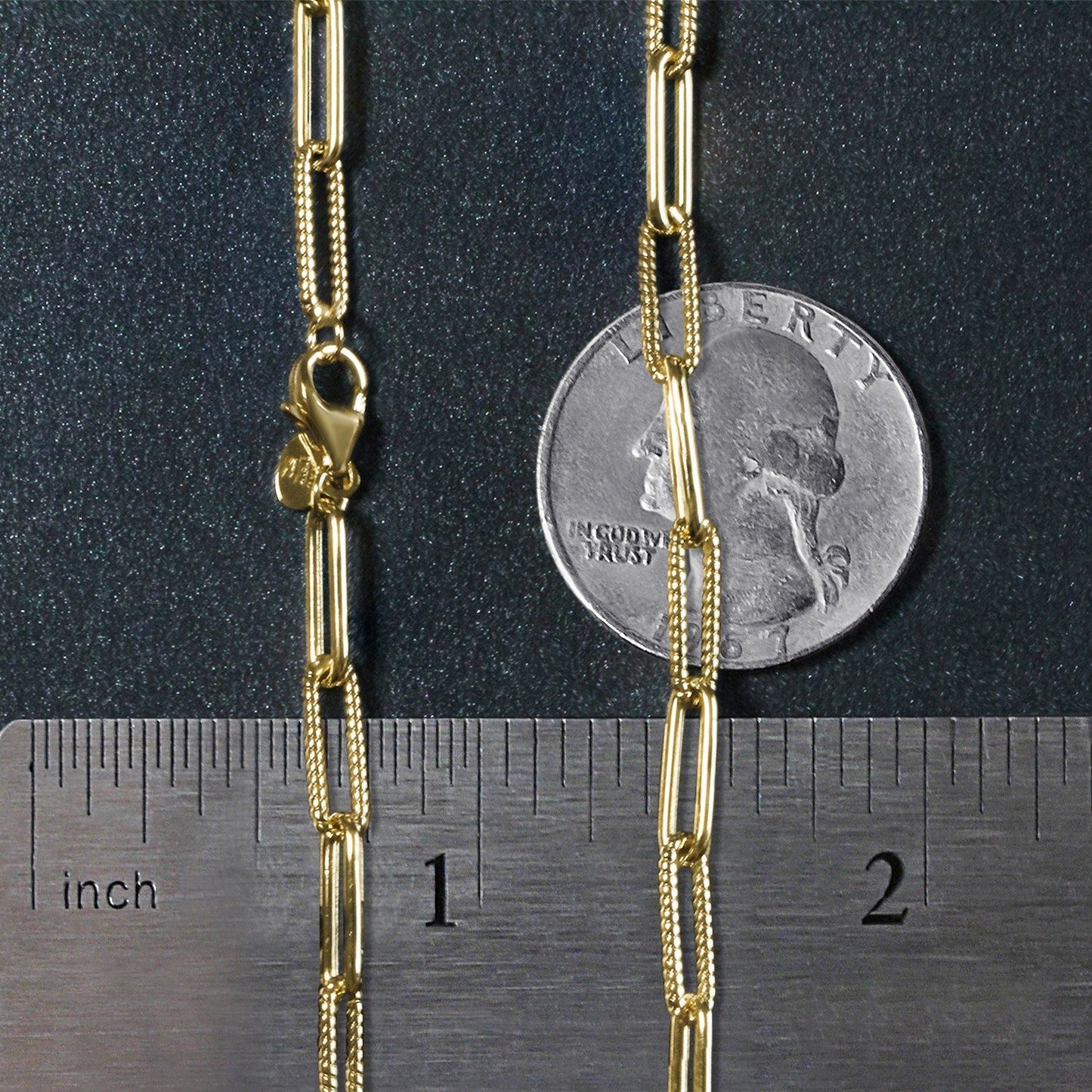 14k Yellow Gold Textured Paperclip Chain Necklace