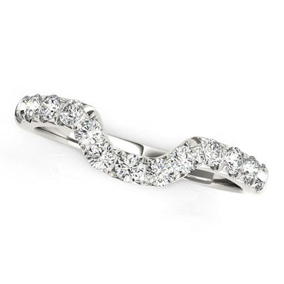 14k White Gold Curved Pave Diamond Wedding Ring