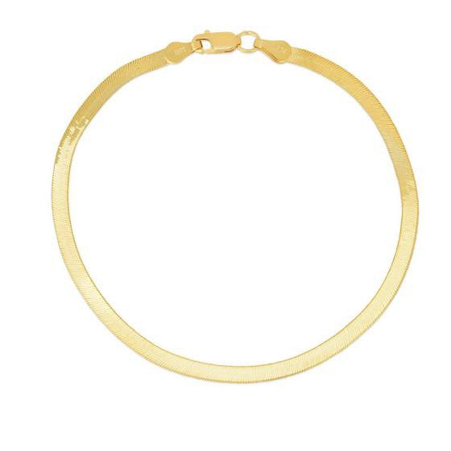 14k Yellow Gold Super Flex Herringbone Anklet - 1.5mm