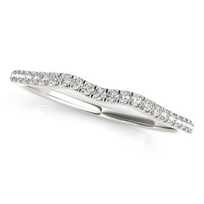 14k White Gold Wave Theme Diamond Wedding Band