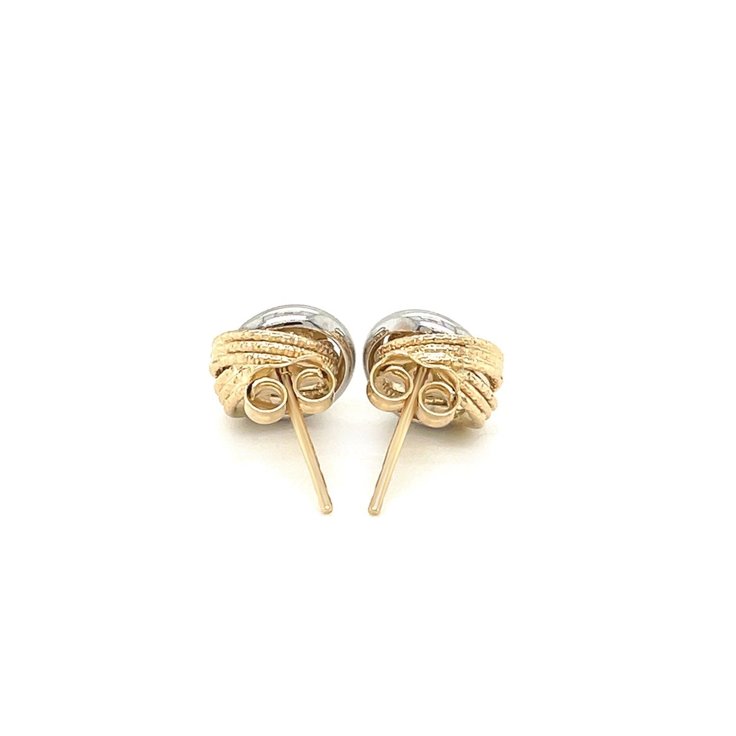14k Two-Tone Gold Multi-Textured Open Circle Earrings