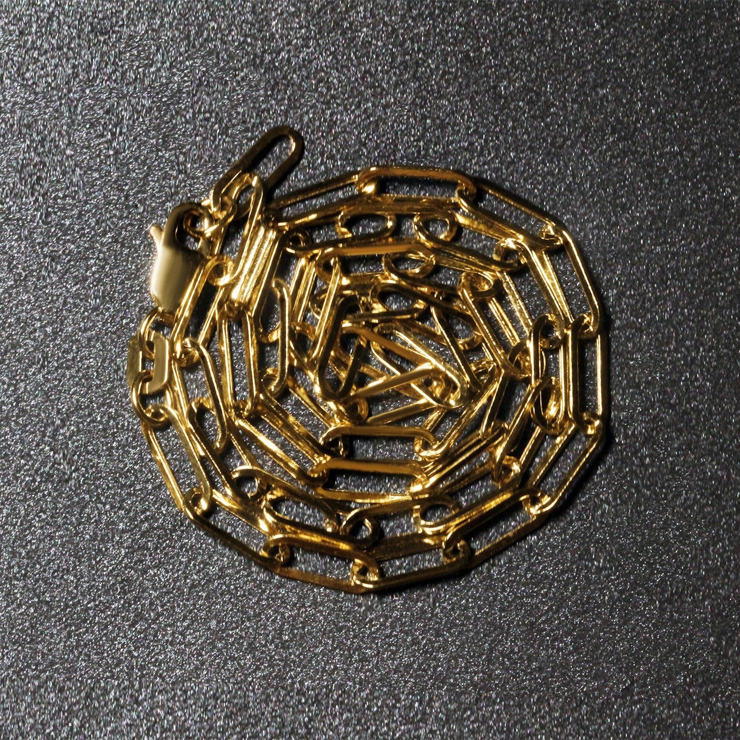 Collar de cadena de papel clip ancho de oro amarillo de 14K