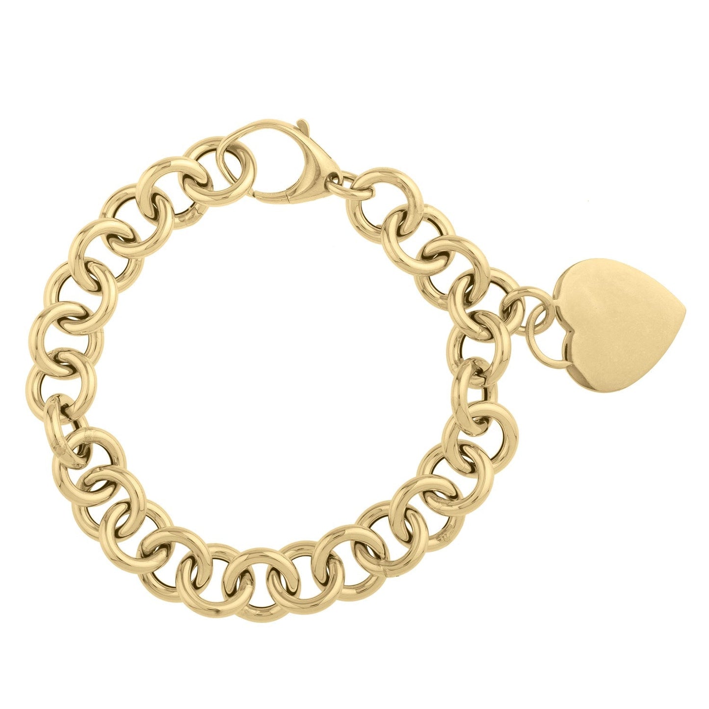 Bracelet en lien rolo en or jaune 14k avec étiquette en forme de cœur