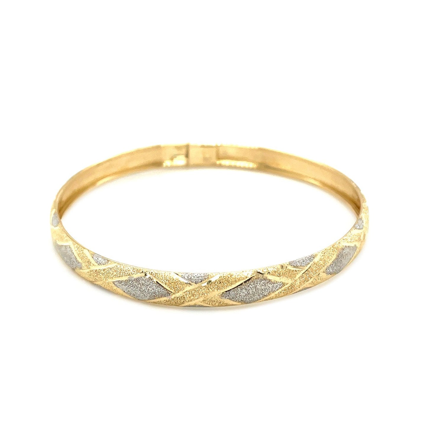 Brazalete Geométrico de Diamante de Dos Tonos de Oro de 10k